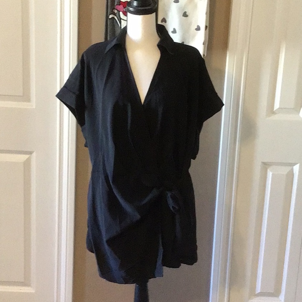 Black wrap shirt SHEIN curve 3XL NWOT